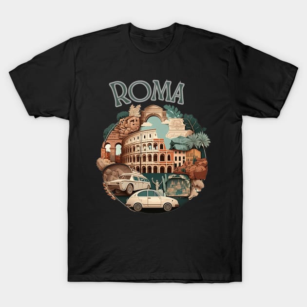 Rome Colosseum Retro Vintage - travel T-Shirt by stickercuffs